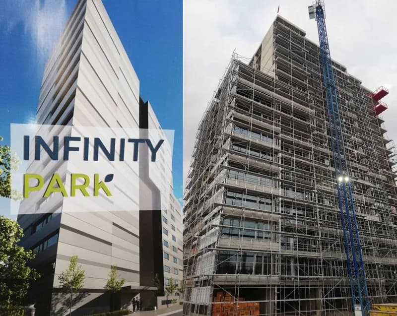 Фасадно рамково скеле по височината на жилищната сграда INFINITY PARK